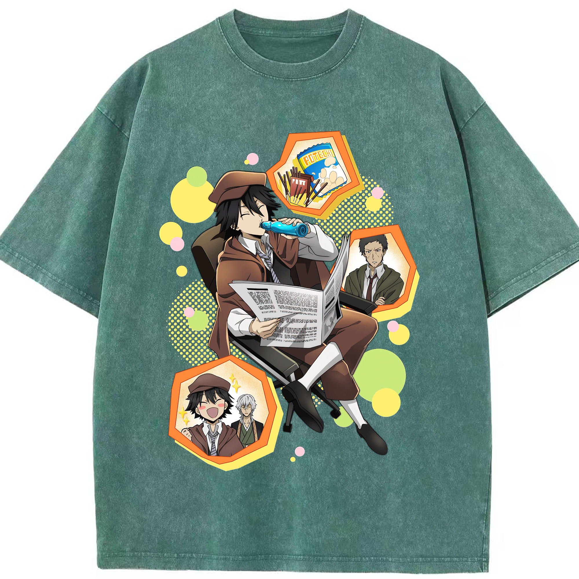（画像用） 文豪ストレイドッグス Bungo Stray Dogs 綿100% ヴィンテージ風 半袖Tシャツ（フロントプリント）